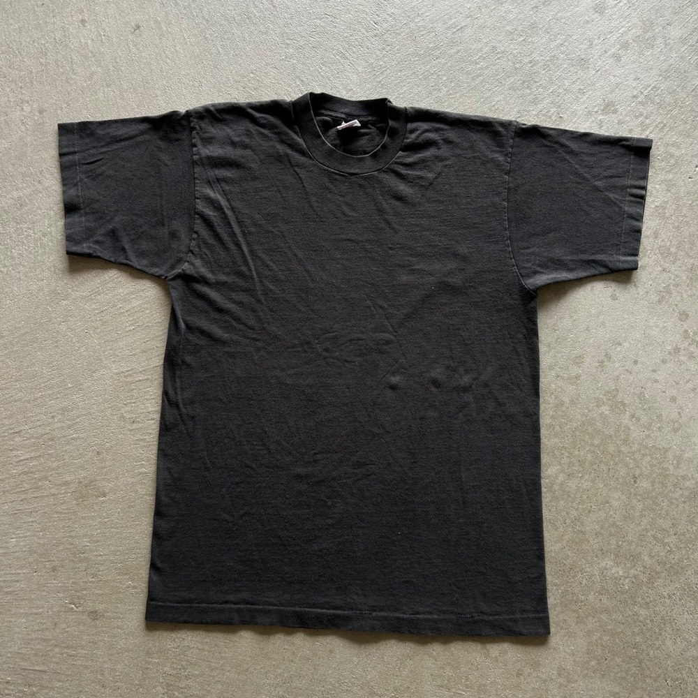 Vintage 90s Fruit Of The Loom Blank Shirt Size Large Black USA Made